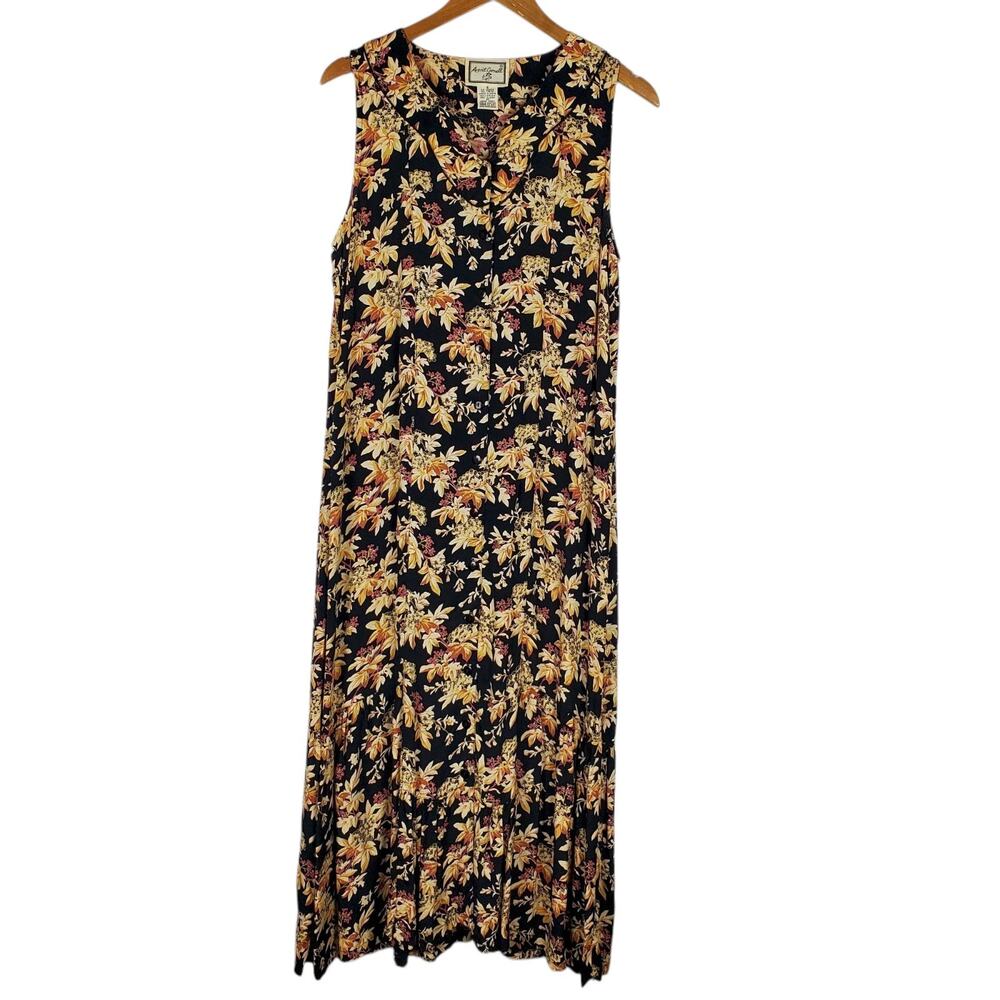 Vintage April Cornell Maxi Dress Size S Cottagecore Tie Back Floral Sleeveless